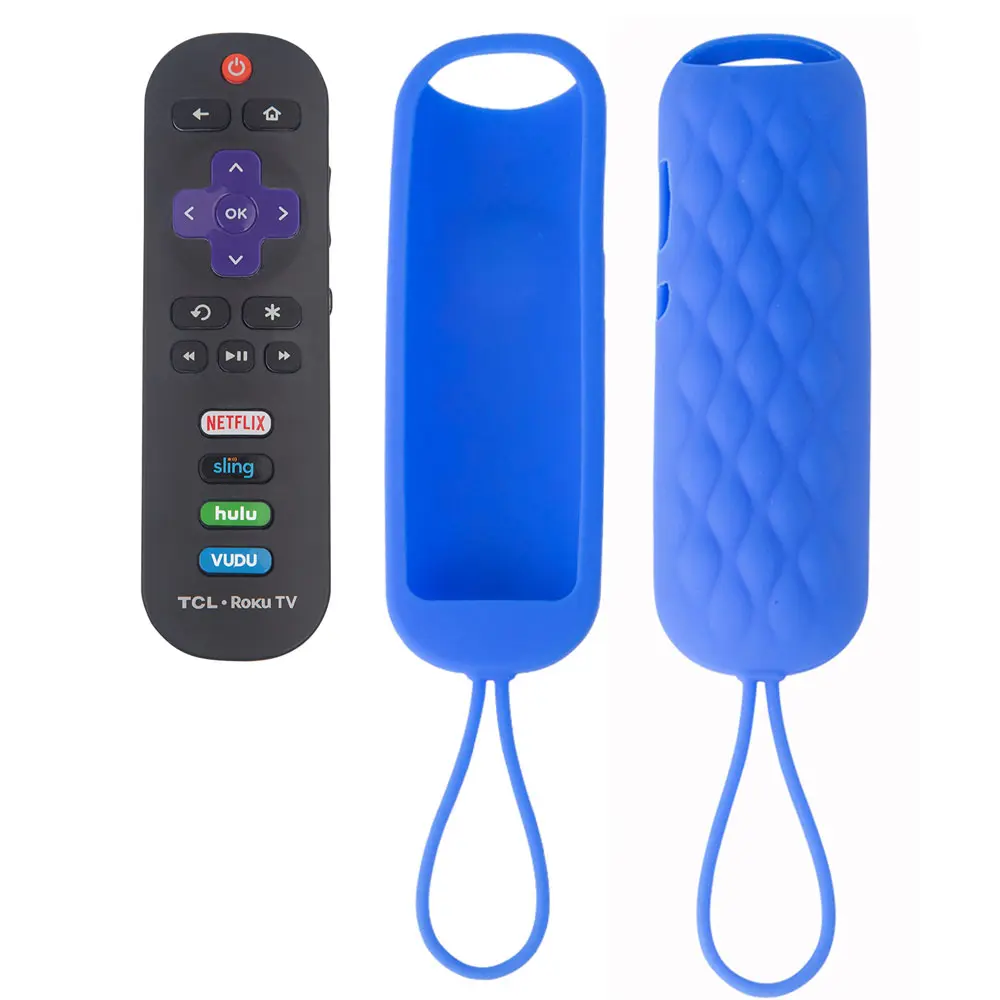 Roku Express Remote Silicone Remote Control Protective Sleeve with Lanyard Black/Blue Roku Premiere Remote Roku Streaming Stick+ Remote MWOOT 2-Pack Case Cover Compatible New Roku Express Remote 