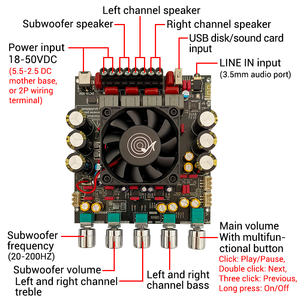 Modul Amplifier Speaker Digital WUZHI AUDIO AS21P 2.1 Channel Enam JRC2068 300Wx2+600W Modul Suara Subwoofer TPA3255 - Product Image 4
