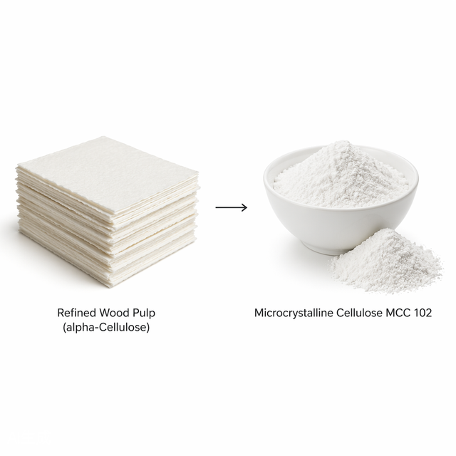 LCHBIO Factory Bulk MCC 102 Powder E460i CAS 9004-34-6 Wood Pulp Cellulose Filler Binder Tablet Supplement Health Herbal Extract