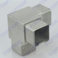Connecteur de tube carré en acier inoxydable à trois voies 40 mm 50 mm pour balustrade