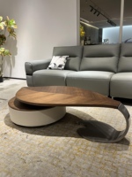 Table basse de salon en bois au design spécial en forme de feuille, luxe léger, style japonais Sabi Wabi, table basse en bois pour villa