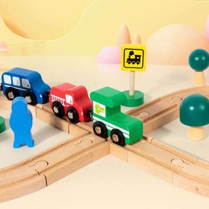 Creative Ideal Railway Construction Safety Durability Compatible Promoting Imaginative Play Tracks for Kids Wooden Train Set - Product Image 3