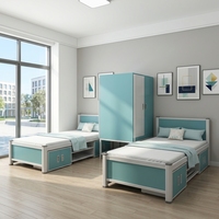 Lit métallique moderne pour dortoir d'employés avec armoire de rangement pour hôtels et écoles, montage facile