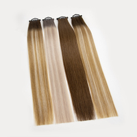 Nouvelle extension de cheveux humains vierges russes Remy épais, non traités, sans couture, super double drawn, micro-boucle, volume double, tissage à double injection 2024