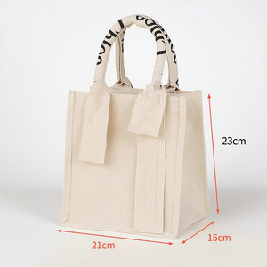 Bolsa de Compras de Lona de Algodón Ecológica con Logotipo Personalizado, Bolsa de Yute con Asas de Cinta, Bolsas de <span class=keywords><strong>Arpillera</strong></span> de Cáñamo - Product Image 3