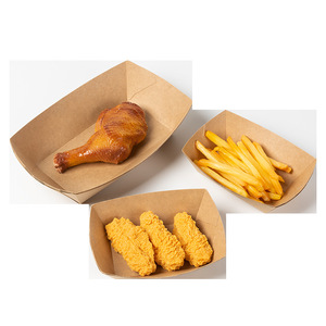 Boîtes en papier jetables de qualité alimentaire en forme de bateau pour emballer des collations, des frites, du poulet, plateau en papier kraft en forme de bateau - Product Image 6