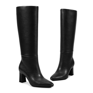 WETKISS <span class=keywords><strong>Botas</strong></span> <span class=keywords><strong>de</strong></span> PU Negras Lisas Personalizadas al por Mayor, <span class=keywords><strong>Botas</strong></span> <span class=keywords><strong>de</strong></span> Tacón Alto con Punta Alomada, <span class=keywords><strong>Botas</strong></span> Altas Hasta la Rodilla Estilo Retro <span class=keywords><strong>de</strong></span> los 70 para <span class=keywords><strong>Mujer</strong></span>, para Otoño e Invierno - Product Image 3