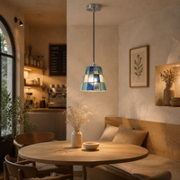 Lampe suspendue Tiffany en verre teinté, mosaïque, 17 cm, E14, 85-265 V, style rétro, luminaire moderne pour restaurant