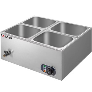 Bain-marie électrique commercial de comptoir 1,5 kW à deux rangées et quatre bacs pour buffet - Product Image 1
