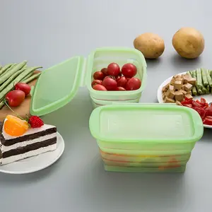 Boîte à déjeuner pliante en Silicone pour fruits et légumes, boîte à bento pliante en silicone