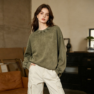 Sweat-shirts surdimensionnés pour femmes, garantie de qualité, effet délavé, col rond vintage - Product Image 5