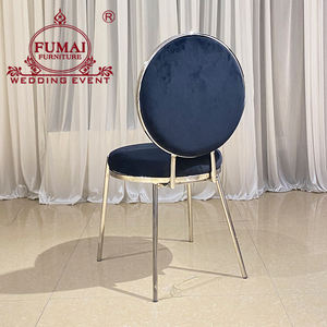 Silla de boda única con respaldo redondo y marco de acero inoxidable de titanio para bodas - Product Image 4