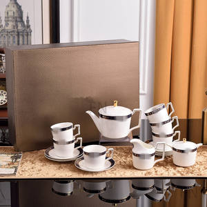 Ensemble de tasses à café de luxe royales de haute qualité avec bordure dorée, pour réception d'hôtel, ensemble de 15 pièces, tasse à café et soucoupe pour cadeau ou fête - Product Image 5