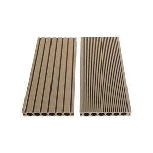 Nueva tecnología cubierta al aire libre en línea 3D grano de madera en relieve suelo de plástico WPC agujeros redondos cubierta impermeable madera al aire libre - Product Image 2