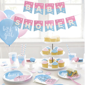 <span class=keywords><strong>Guirlande</strong></span> de fanions en papier <span class=keywords><strong>rose</strong></span> et bleu pour la fête de bienvenue du nouveau-né, décorations de fête prénatale, accessoire photo - Product Image 5