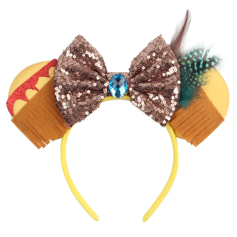 New Designs Adult & Kids Ribbon Hairband Hair Accessories With Rhinestone Sequins Mouse Ear Headband For Women