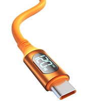 Kabel USB C pengisian daya Super cepat 120W, kabel pengisian daya USB C dengan tampilan Digital LED, Universal 1M 2M untuk perangkat ponsel