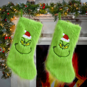 <span class=keywords><strong>Calcetines</strong></span> Navideños Personalizados de Felpa con Diseño de <span class=keywords><strong>Grinch</strong></span>, Monstruo Verde, <span class=keywords><strong>Calcetines</strong></span> de Navidad de Piel Sintética Suave para Decoración del Hogar - Product Image 2