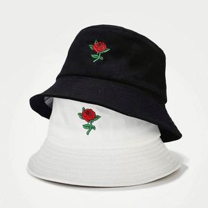 100% Cotton Unisex Fashion Flower Embroidered Bucket <b>Hat</b> Summer Fisherman Cap for <b>Men</b> Women Teens - Product Image 2