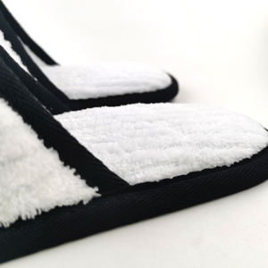 Benutzer definierte Hotel ausstattung Einfaches Design Home Luxus Baumwolle Koralle Spa Hotelzimmer Hausschuhe mit Logo Fleece Slipper - Product Image 6