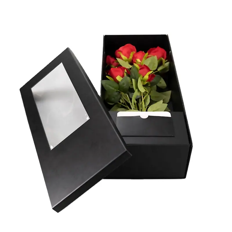 Caja plegable con ventana abierta para el cielo y <span class=keywords><strong>la</strong></span> tierra, regalo de San Valentín, Rosa