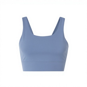 Soutien-gorge de sport respirant à séchage rapide pour la course, vente en gros, pour filles, asymétrique, maintien élevé, yoga, fitness, en spandex, sans couture, avec nœud, col rond, rouge - Product Image 3