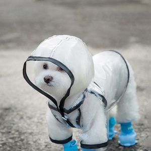 개 비옷 조정 가능한 개 비 재킷 투명 후드 방수 개 비 코트 판초 반사 보관 포켓 - Product Image 2