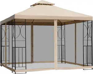Gazébo en métal patio maison antique supports en treillis 2.5x2.5 colonnes pare-soleil en <span class=keywords><strong>fer</strong></span> <span class=keywords><strong>forgé</strong></span> barbecue haut rigide voiture bar industriel haut mural - Product Image 1