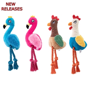 Giocattolo Sonoro in Peluche per Animali Domestici, Design a Corda Lunga a Forma di Gallo e Fenicottero, Nuovi Giocattoli Interattivi da Masticare per Cani, Vendita all'Ingrosso - Product Image 1