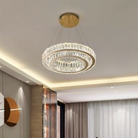 Lustre rond en cristal LED or moderne pour le salon intérieur et la décoration de la maison et de la salle à manger.