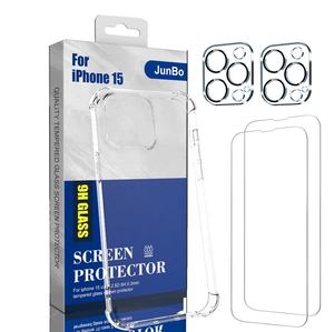 IPhone 15 için kılıf ile temizle 2 ekran koruyucu Lens koruyucu 10FT damla <span class=keywords><strong>test</strong></span> durumda ve temperli cam ekran iPhone 15 için - Product Image 1