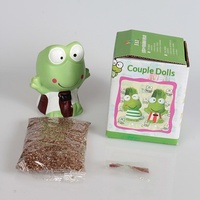 Poupée en herbe DIY, pots de plantes uniques en forme de grenouille, artisanat végétal créatif, cadeau, micro-pot en céramique, logo imprimé grenouille en couple