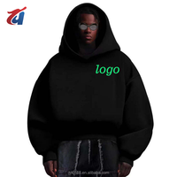 Sweat-shirts à capuche personnalisés pour hommes, 500 g/m², avec patchs usés, 100 % coton, style streetwear, coupe ample