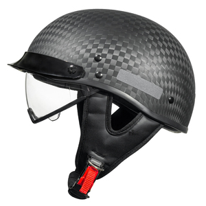 Casque en fibre de carbone au style vintage avec finition forgée - Visière solaire intégrée rabattable et fixation rapide, garantie de 12 mois - Product Image 4