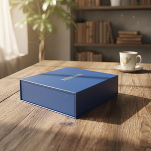 Caja Magnética Rígida de Cartón con Tapa Abatible, Personalizada con Logotipo Impreso en <span class=keywords><strong>Azul</strong></span> Rey y Estampado en Lámina Plateada, Caja de Regalo de Lujo para Marca - Product Image 3