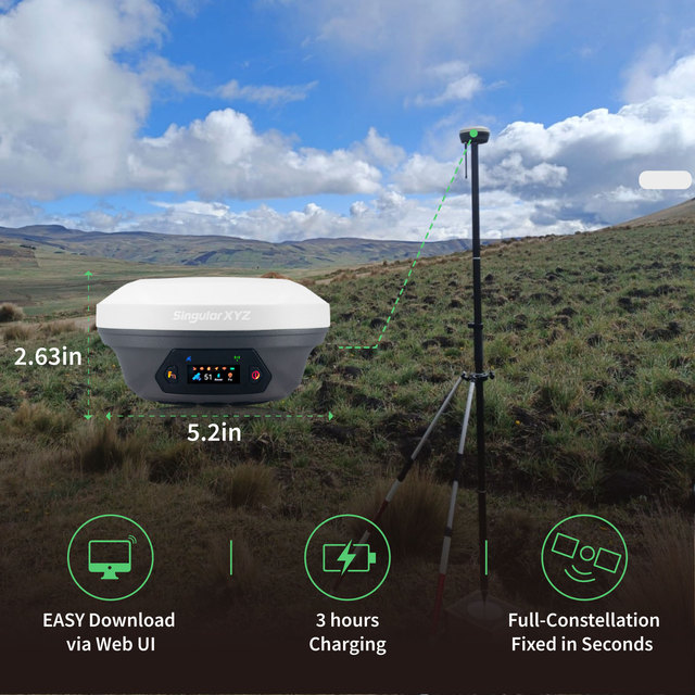 SingularXYZ E1 Pro RTK Receiver System 5s Initialization GNSS Surveying Equipment with Controller and Carry Case