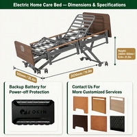 Lit d'hôpital électrique pour usage domestique, lit médical réglable pour patient avec barrières, garantie 5 ans, IEC 60601, lit de soins pour maison de retraite