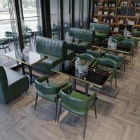 Bar personnalisé, salon de thé au lait, hamburger, dessert, snack, barbecue, canapé vert, banquette, chaise et table