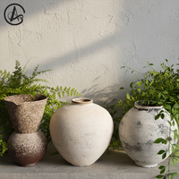 Pot en grès vintage Wabi-sabi ARM LVG, vase de table rustique texturé en porcelaine, décoration artistique artisanale antique pour la maison