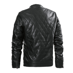 Wholesale High Quality Winter Black Biker OEM Custom Motorcycle Dyed Stand Collar Windproof Faux Pu <b>Leather</b> <b>Jacket</b> for <b>Men</b> - Product Image 4