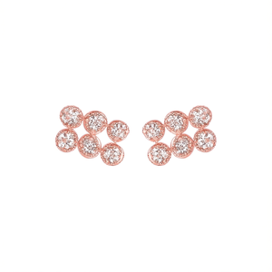 Pendientes de Oro Rosa E1344 con Forma de Flor, Cristal y Diamantes de Imitación, Joyería de Moda para Mujer, Estilo Romántico para Fiestas - Product Image 1
