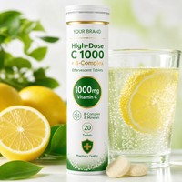 Comprimés effervescents à haute dose de vitamine C 1000 mg + complexe B - Soutien immunitaire pour adultes, antioxydant, bienfaits pour la gestion de l'énergie, 20 comprimés