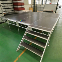 Vente flash : scène de spectacle mobile portable en aluminium réglable pour événements en plein air, 1,22 m x 1,22 m