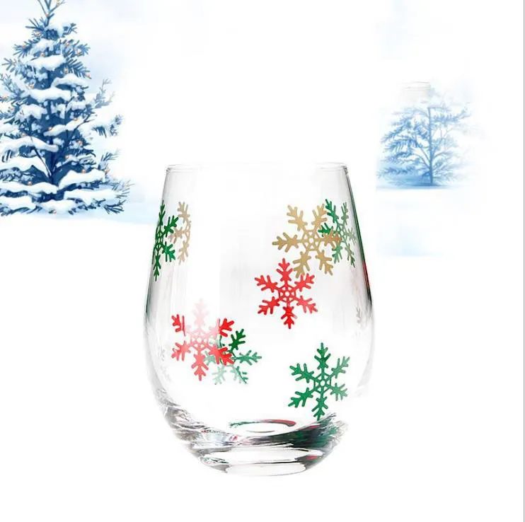 Handmade Transparent Clear Crystal Lead Free Thick Weighted Round Bottom Glass Wine Whiskey Water Glass Cup Christmas Glasses