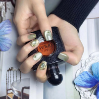 Faux ongles en acrylique brossé vert olive effet œil de chat avec strass, 10 pièces, vente en gros personnalisée pour salons de manucure