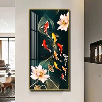 Peinture sur toile moderne avec cadre en aluminium Art Déco, motif Poisson Or Chanceux et Carpe Koi, Affiches murales décoratives à suspendre pour chambre et maison