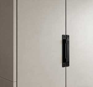 Elegant White & Wood Bedroom Wardrobe with Pull-Out Storage Rack | LED-Lit Shelf & Minimalist Long Handle - Product Image 3