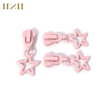 Glissières de fermeture éclair en métal de taille 5, personnalisées, colorées, en forme d'étoile, tirette de fermeture éclair en nylon, tête de fermeture éclair rose pour sacs