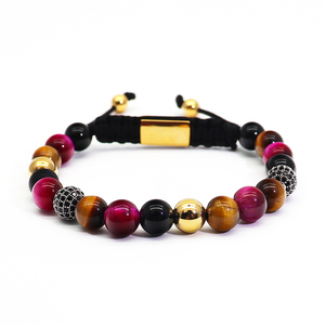 Pulsera de Cuentas de Metal con Piedras Preciosas de 8mm, Unisex, Premium, al por Mayor, Brazalete de Moda Hecho a Mano con Piedras de la Suerte, Joyería con Dijes de Moda, <span class=keywords><strong>VIYA</strong></span> - Product Image 2