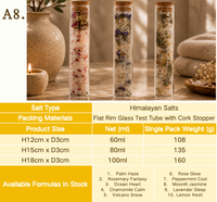 Garam Mandi Himalaya Alami Brinelume dalam Tabung Kaca Gabus, Campuran Bunga Kering Mawar, Minyak Esensial, Hadiah Spa untuk Kaki